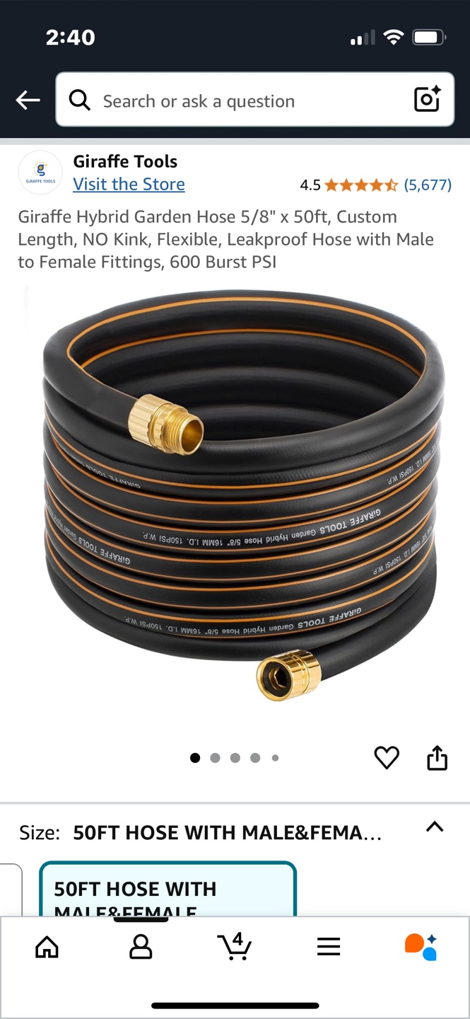 Giraffe Tools Hybrid Garden Hose 5/8" x 50ft