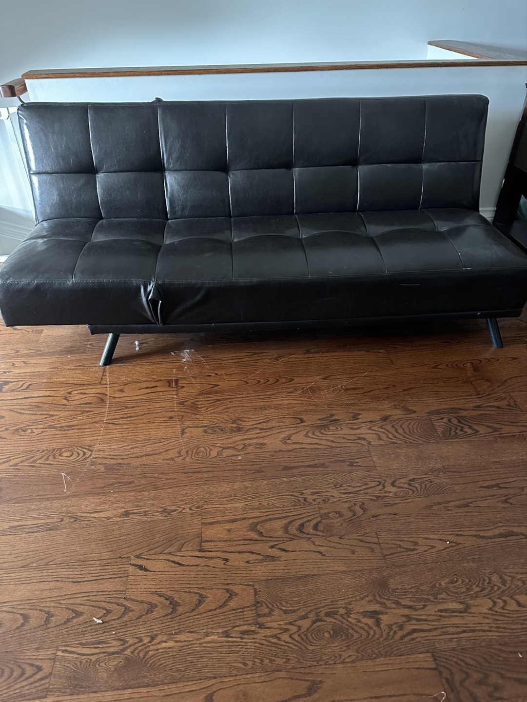 Dark Brown Faux Leather Futon Sofa Bed
