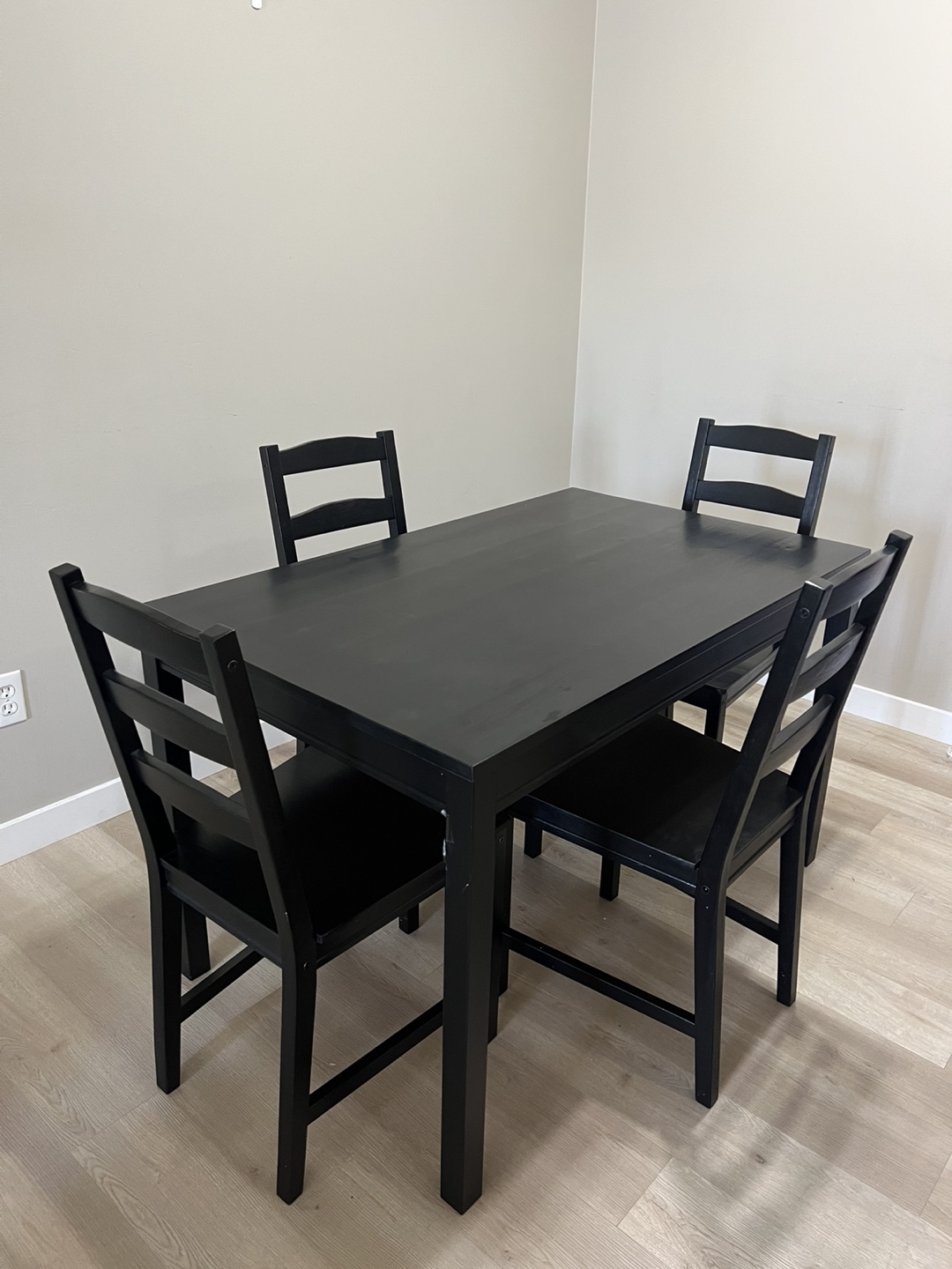 Black Dining Table Set with Four Chairs