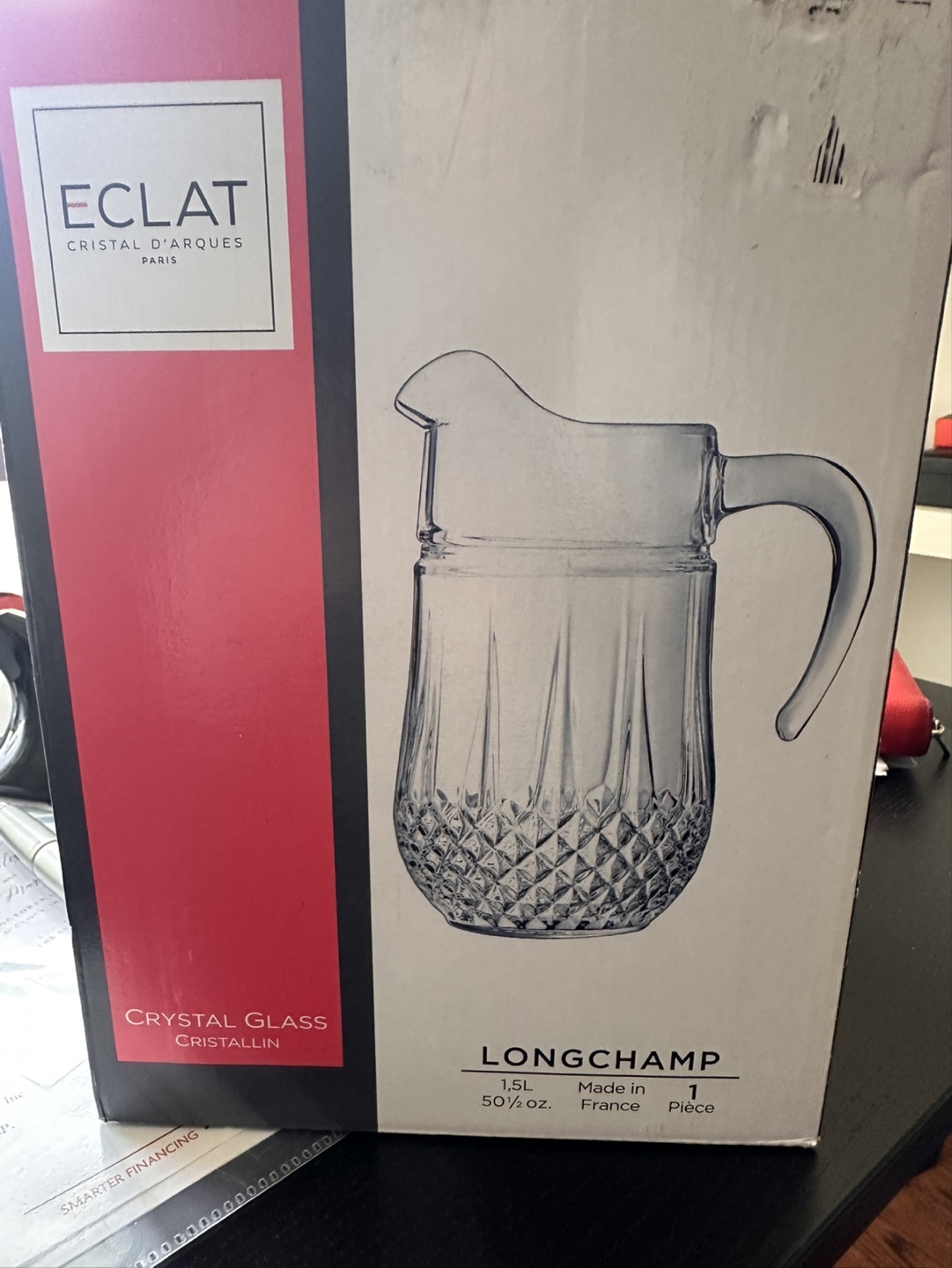 Eclat Cristal d'Arques Longchamp Crystal Glass Pitcher