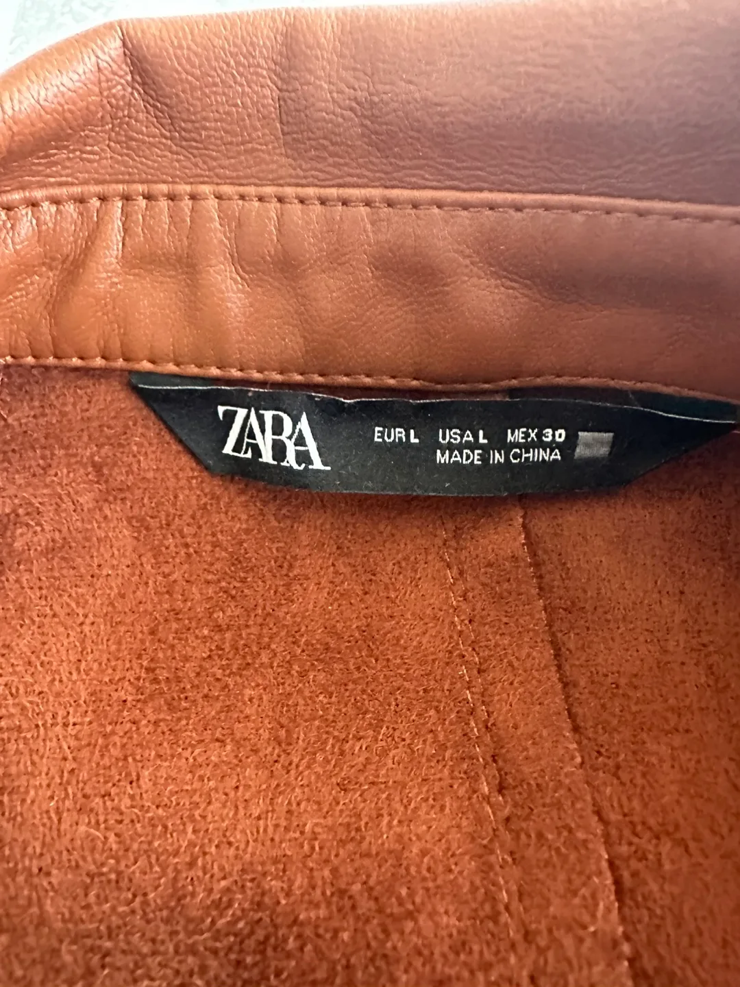 Zara Brown Pleather Midi Shirt Dress Size Large image indicator(2)