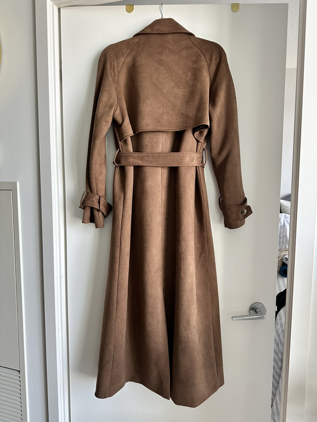 Brown Suede-Style Trench Coat - Size L - photo 2