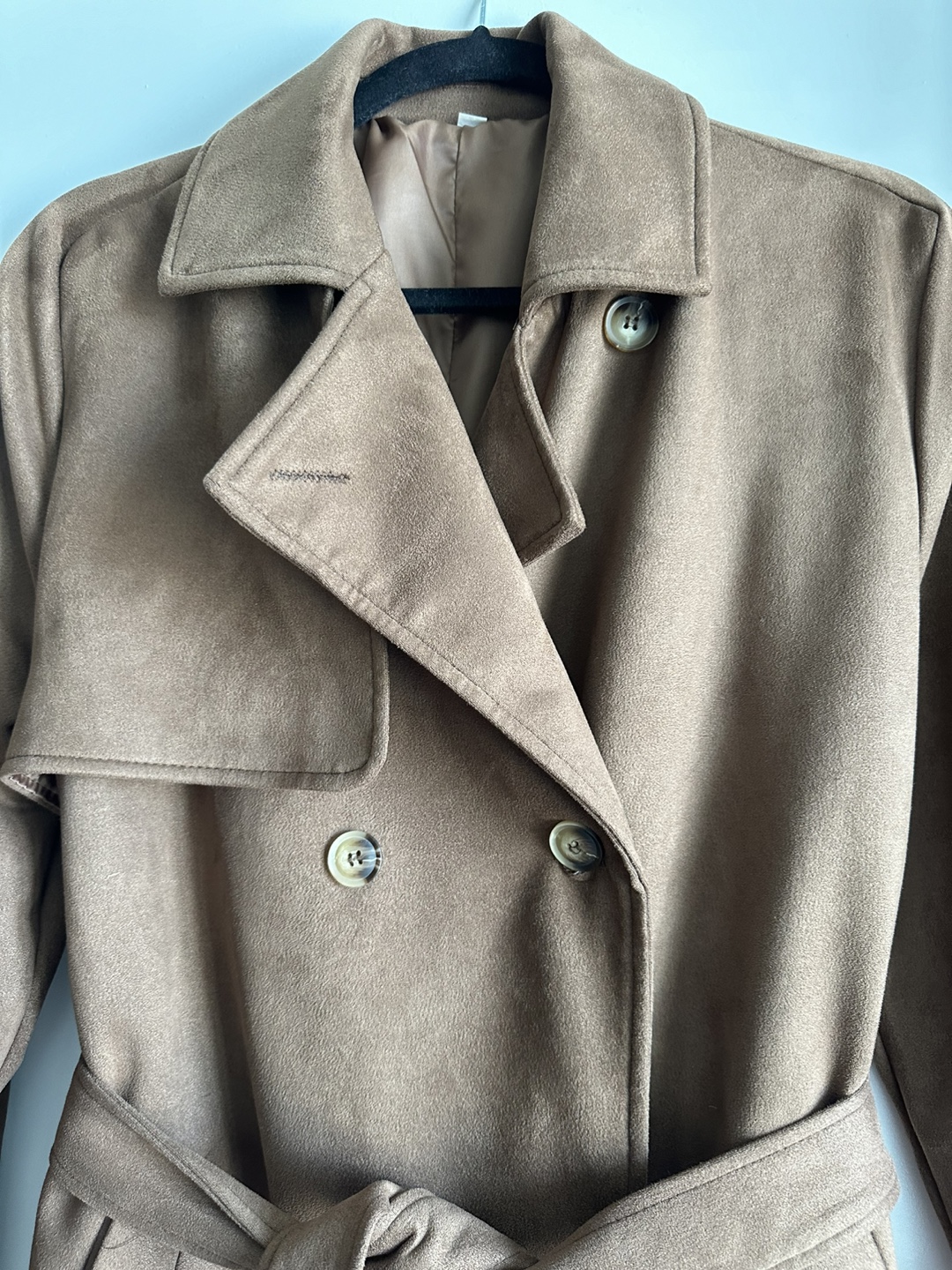 Brown Suede-Style Trench Coat - Size L - photo 3