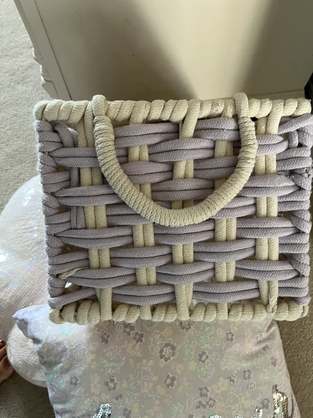 Tahari Home Decorative Pillow and Woven Storage Basket Set image indicator(3)