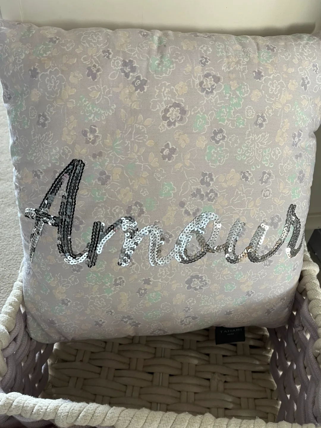 Tahari Home Decorative Pillow and Woven Storage Basket Set image indicator(2)