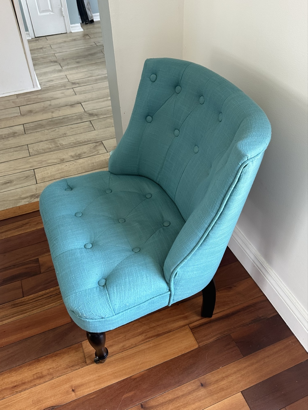 Teal Button-Tufting Accent Chair - photo 2