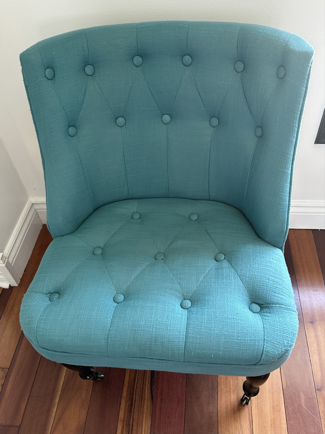 Teal Button-Tufting Accent Chair - photo 3