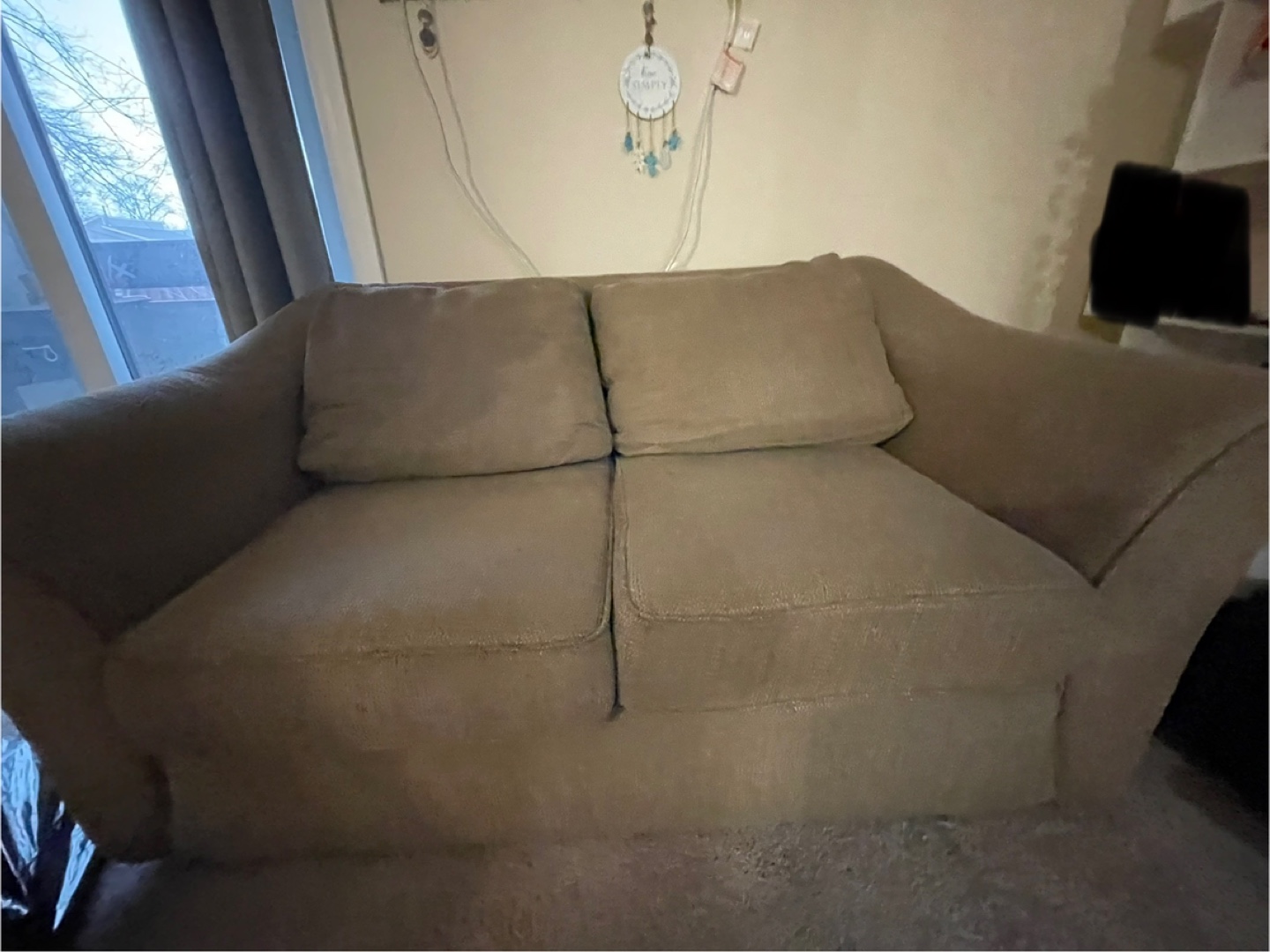Brown-Beige Loveseat in excellent condition with free Nightstand - photo 3