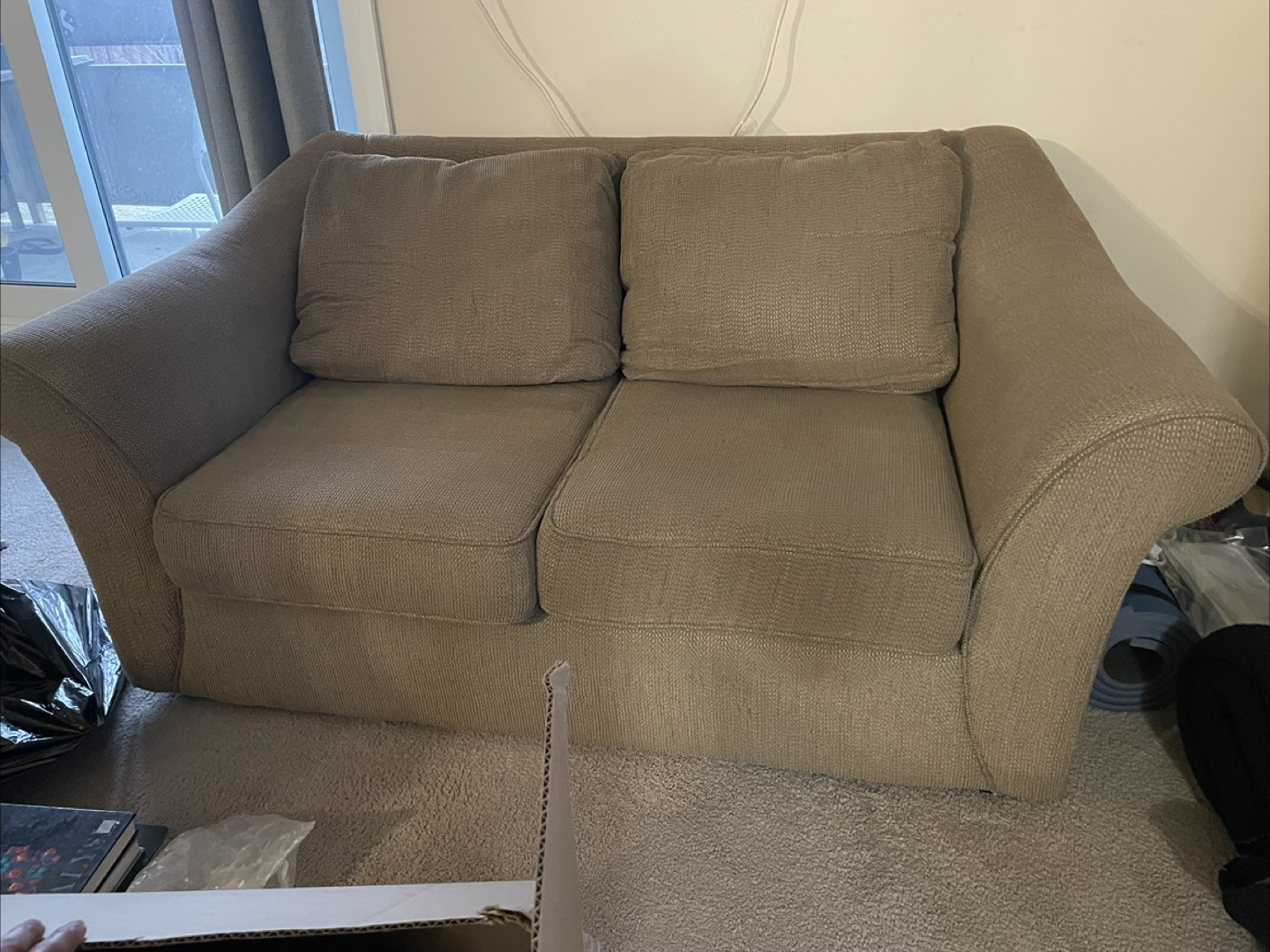 Brown-Beige Loveseat in excellent condition with free Nightstand - photo 2