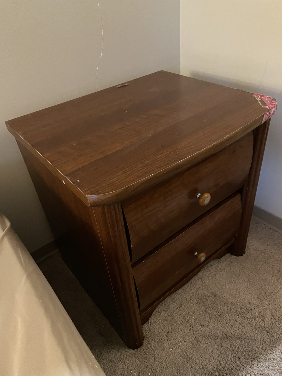Brown-Beige Loveseat in excellent condition with free Nightstand - photo 4