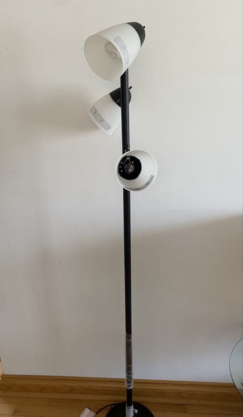 Three-light floor lamp, black, modern style - photo 2