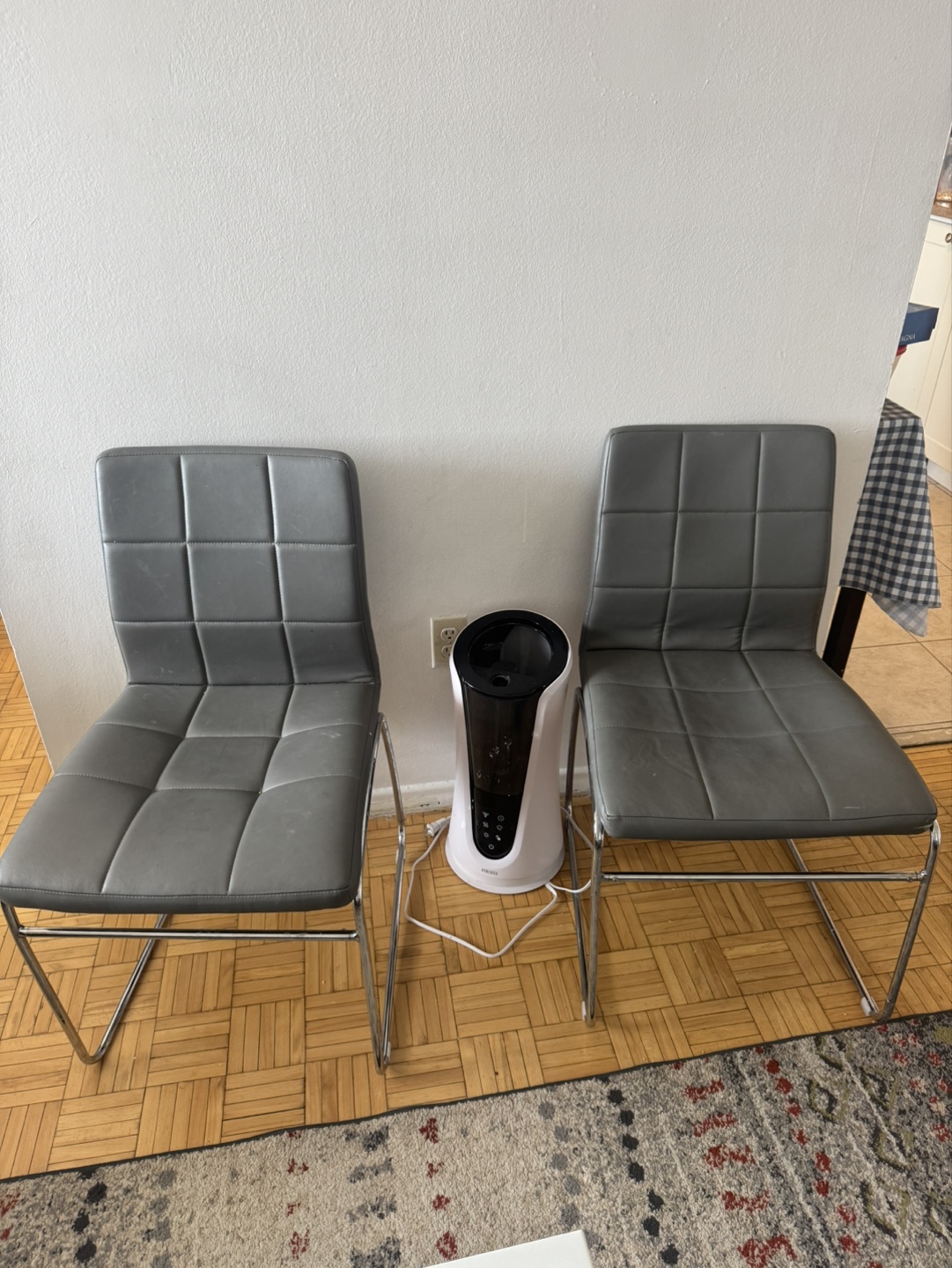 Pair of Grey Leather Dining Chairs