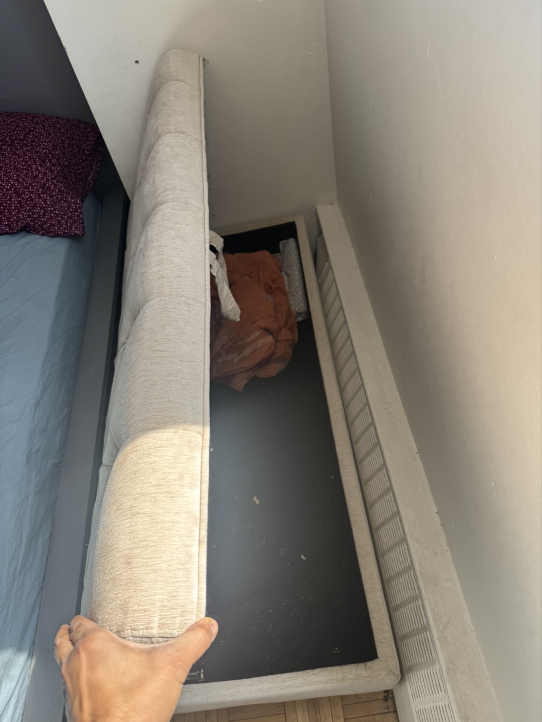 Beige Upholstered Storage Bench - photo 2