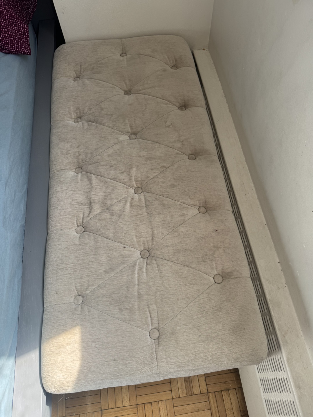 Beige Upholstered Storage Bench