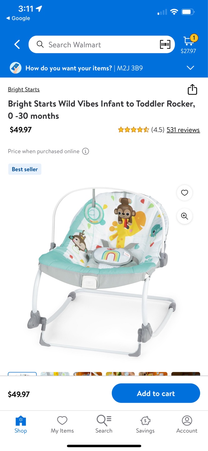 Bright Starts Wild Vibes Infant to Toddler Rocker