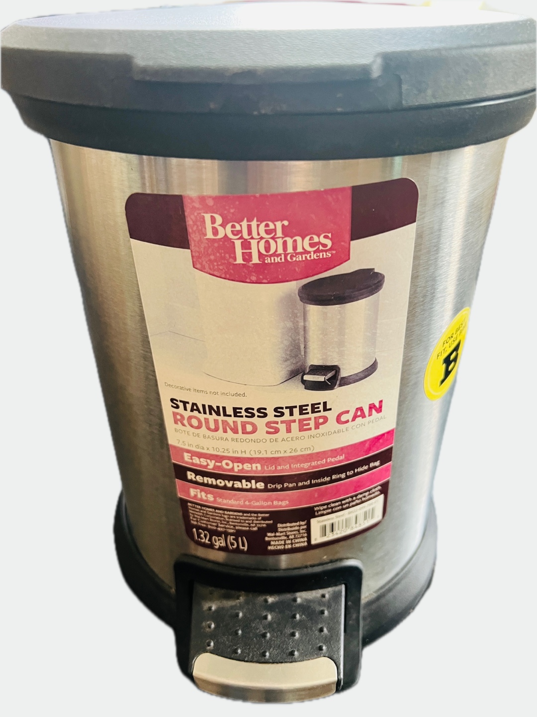 Better Homes & Gardens Stainless Steel Round Step Can