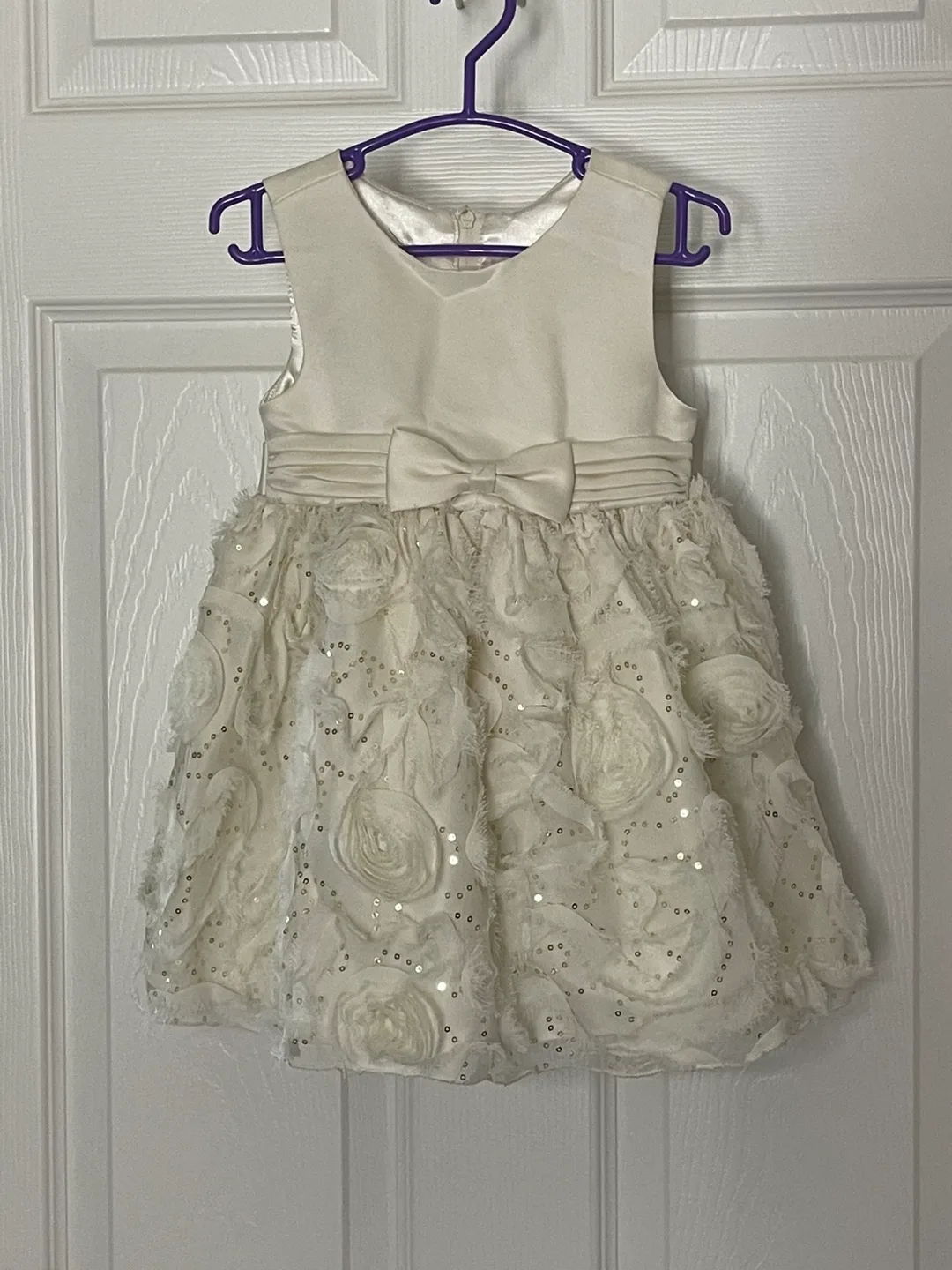 24m Adorable Off-White Flower Girl Dress with Sequins💚 thumbnail