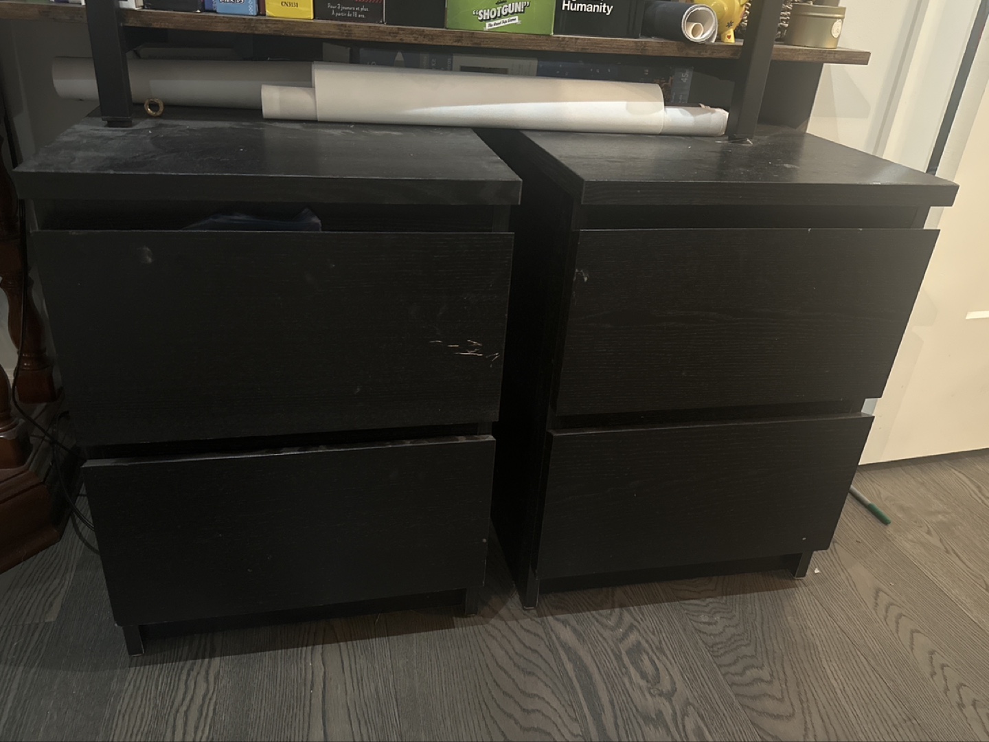 Pair of Black Two-Drawer Chests