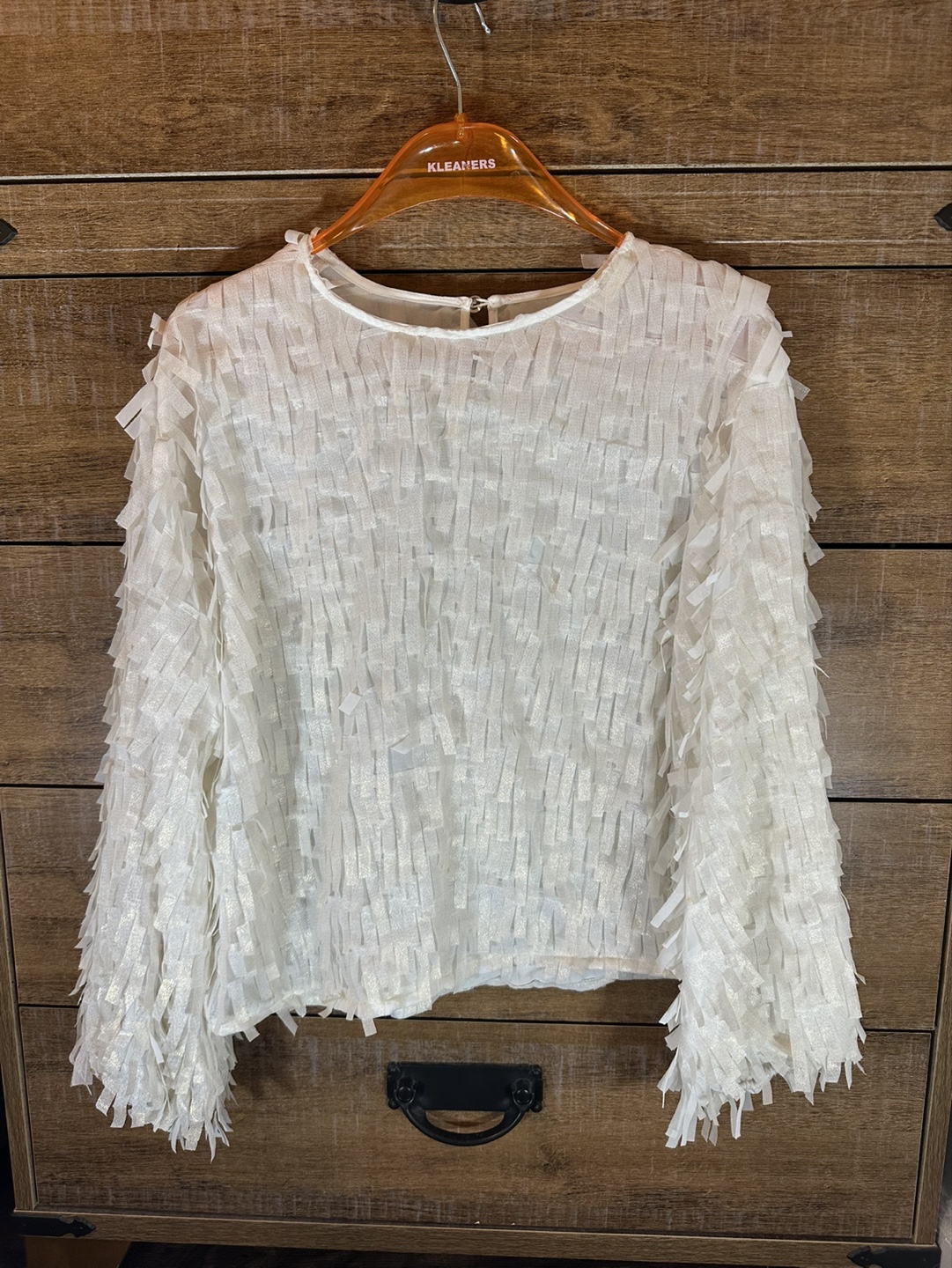 White Fringe Detail Blouse