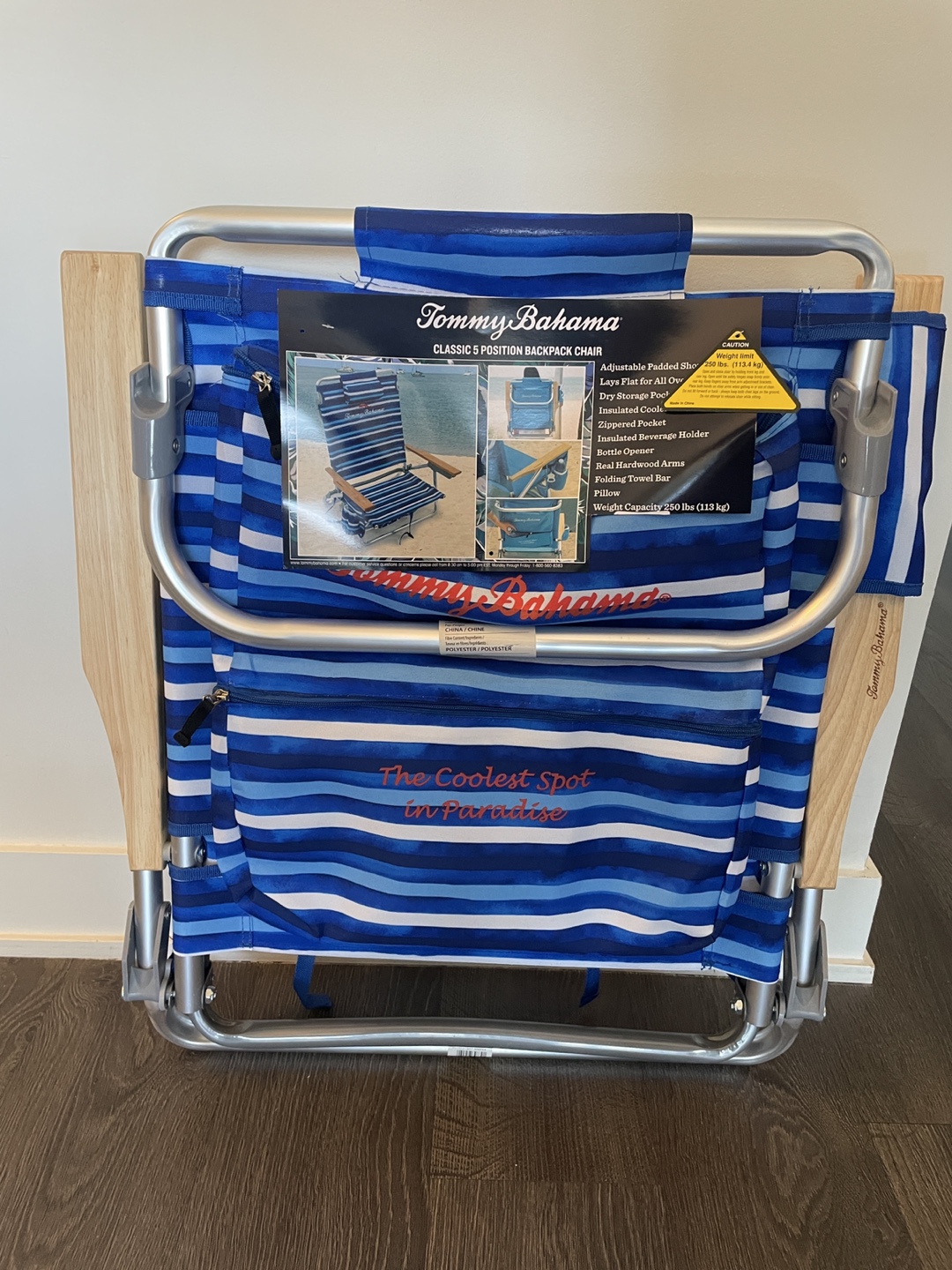 Tommy Bahama Classic 5-Position Backpack Chair - Blue Stripes - photo 4