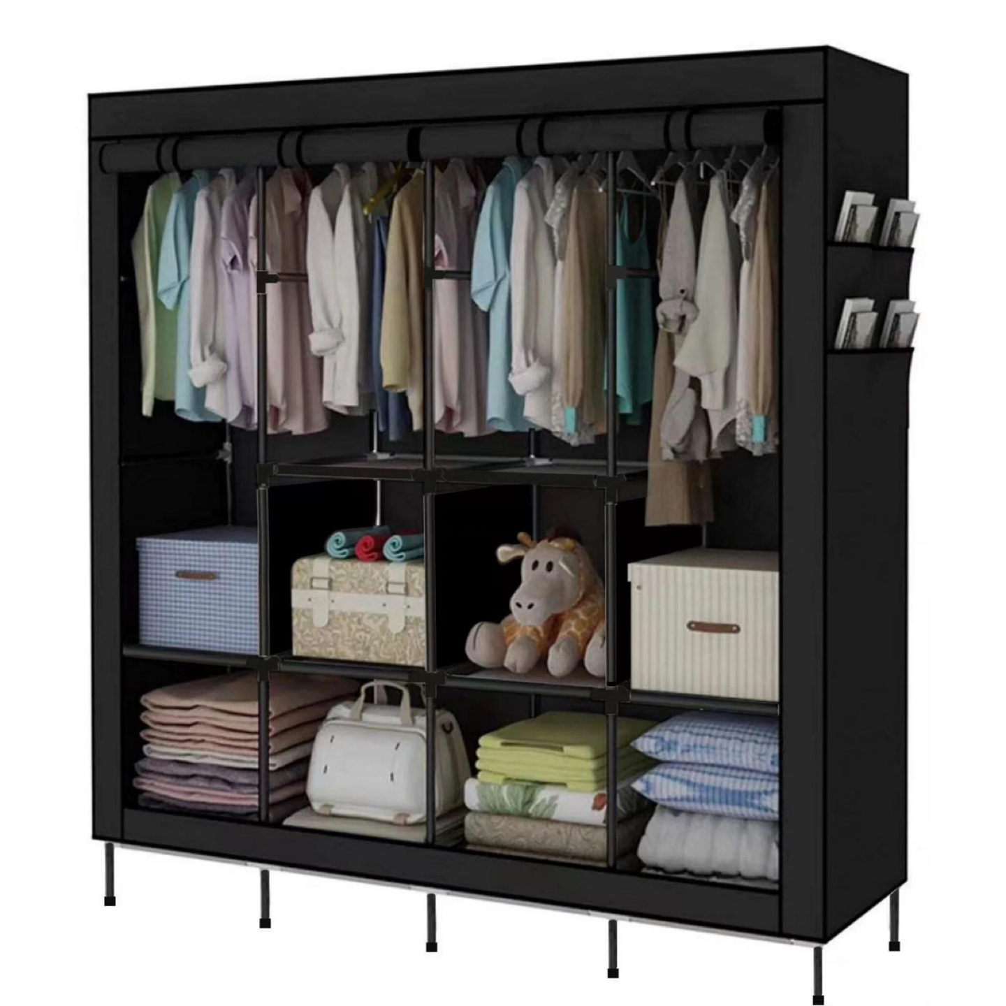 Large Black Fabric Wardrobe Closet Organizer - photo 2