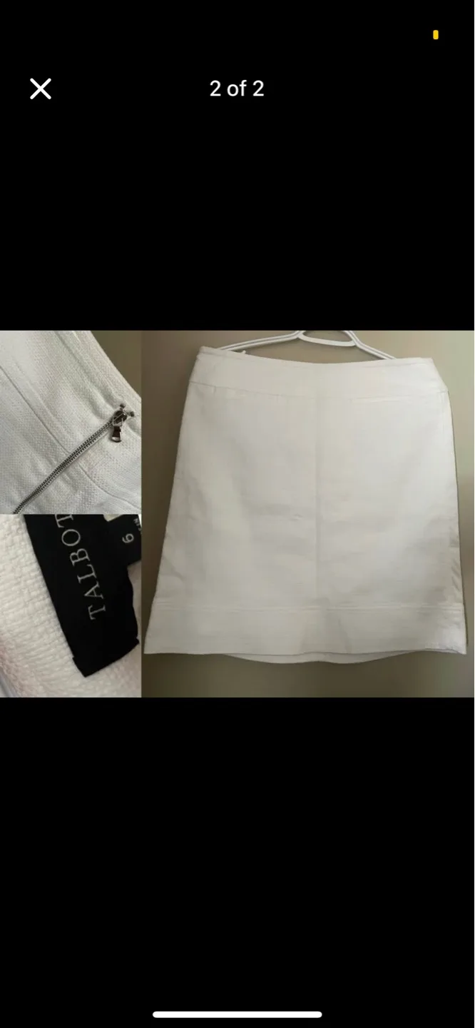 Talbots White A line Skirt Size 6 image indicator(2)