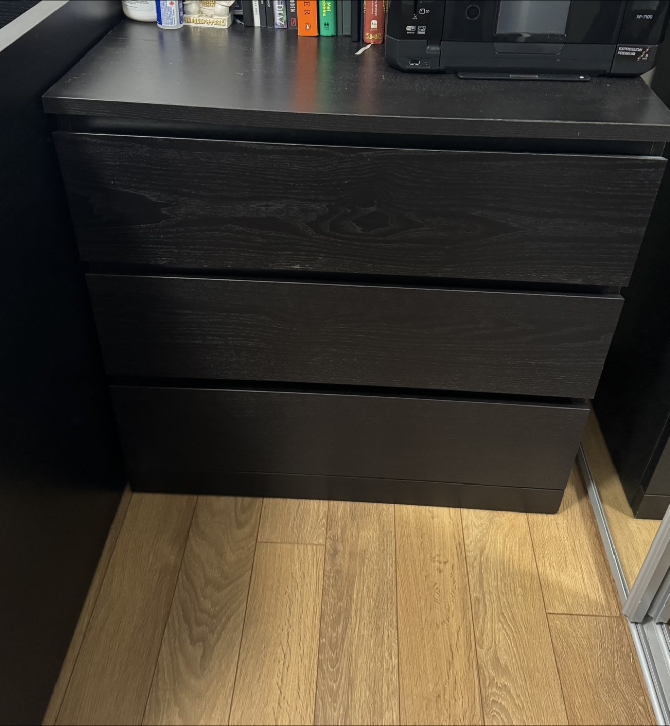 IKEA MALM 3-Drawer Chest - Black-Brown