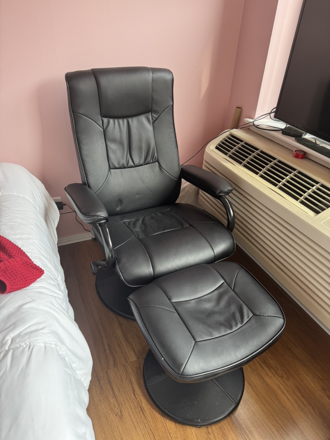 Black Recliner Chair with Ottoman - photo 2
