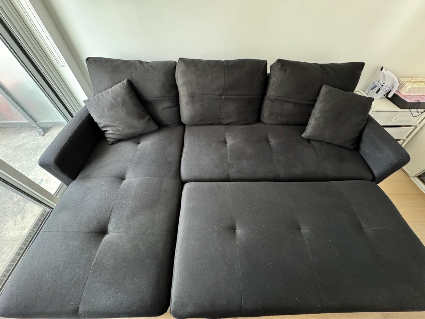 Black L-shaped Sectional Sofa Bed + Sofa covers set as a gift! image indicator(3)