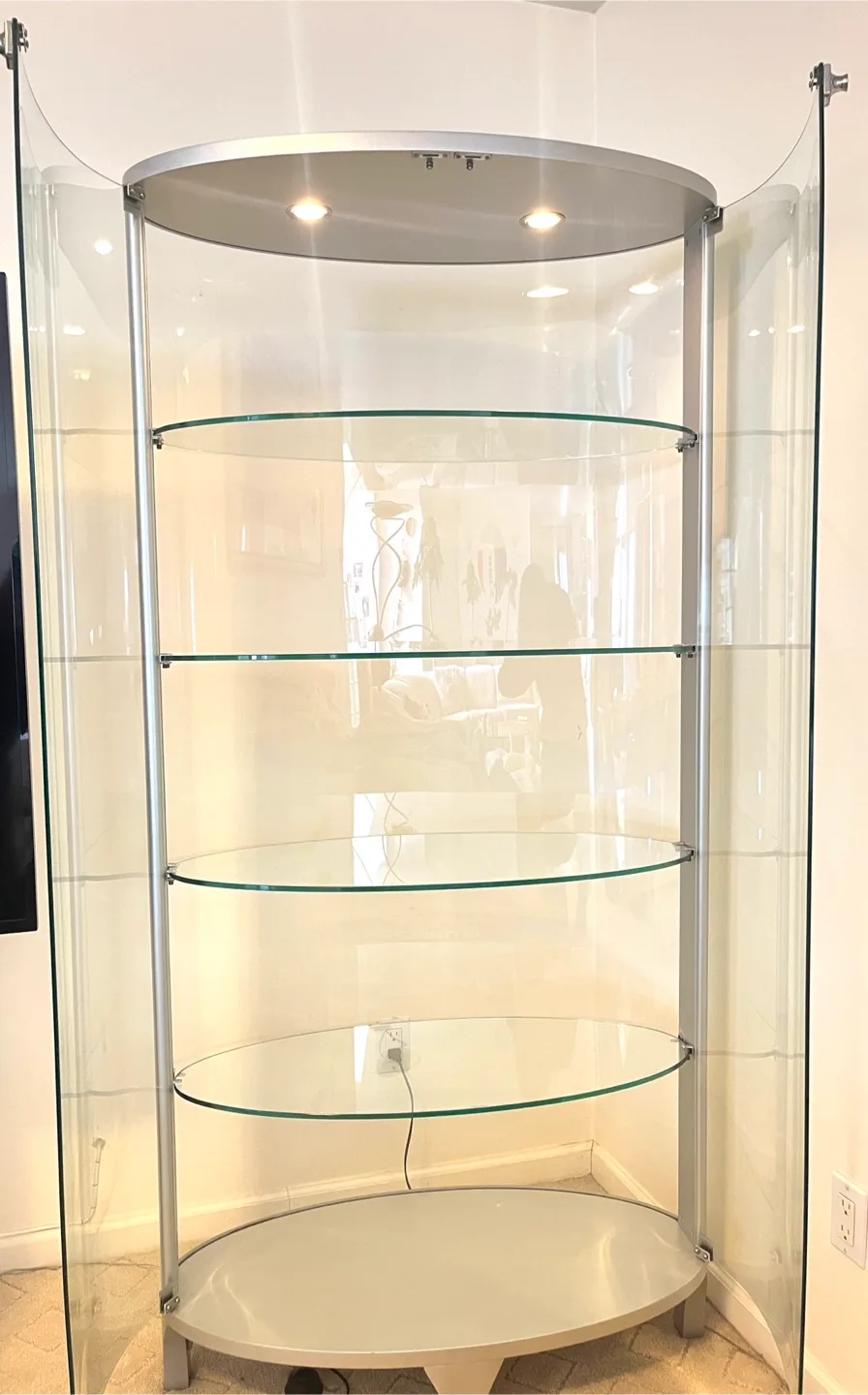 Beautiful Modern Glass Display Cabinet with Light + Lock & Key image indicator(2)