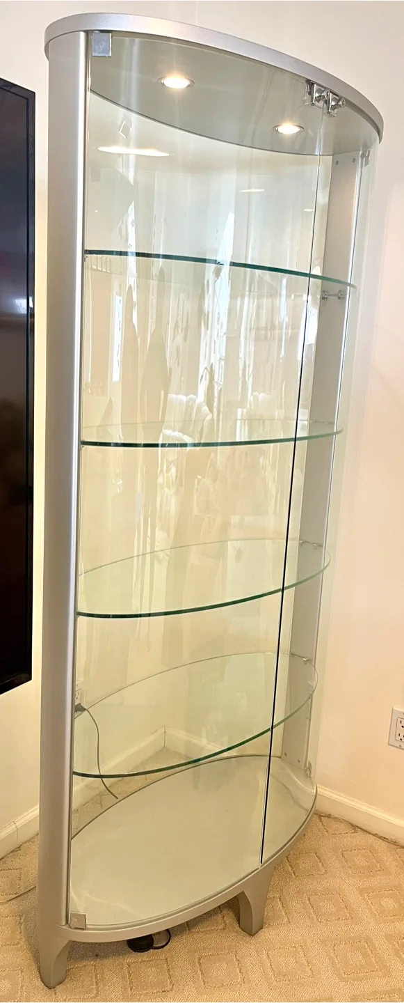 Beautiful Modern Glass Display Cabinet with Light + Lock & Key image indicator(7)