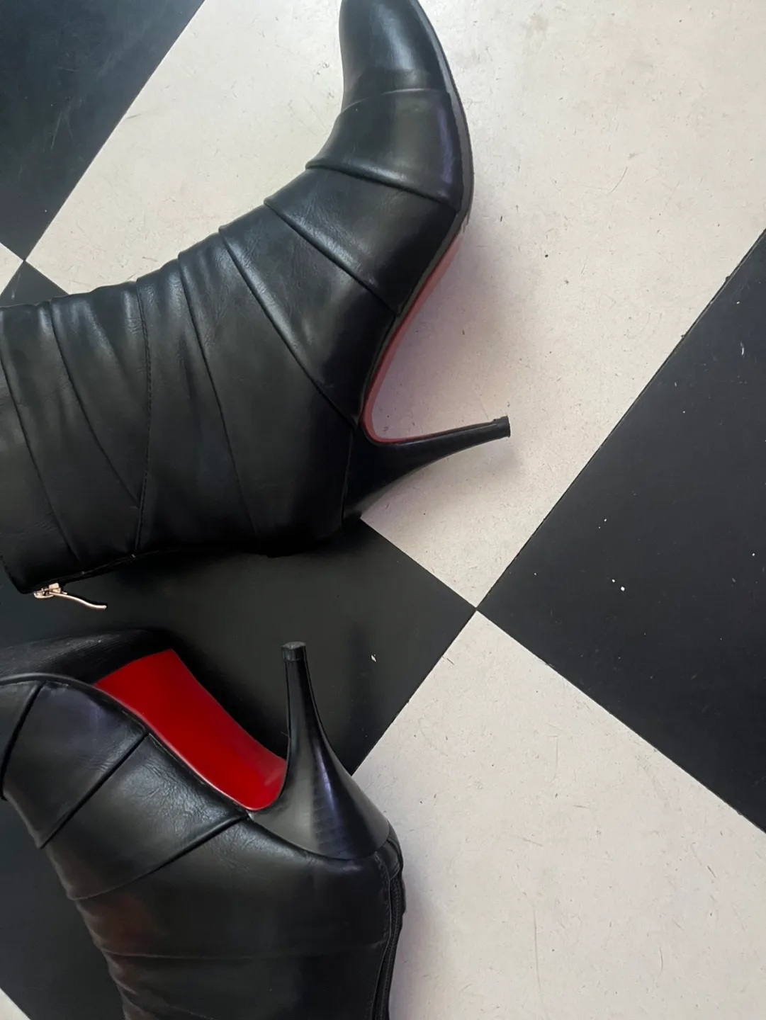Women's black Ankle Boots with Red Soles image indicator(3)