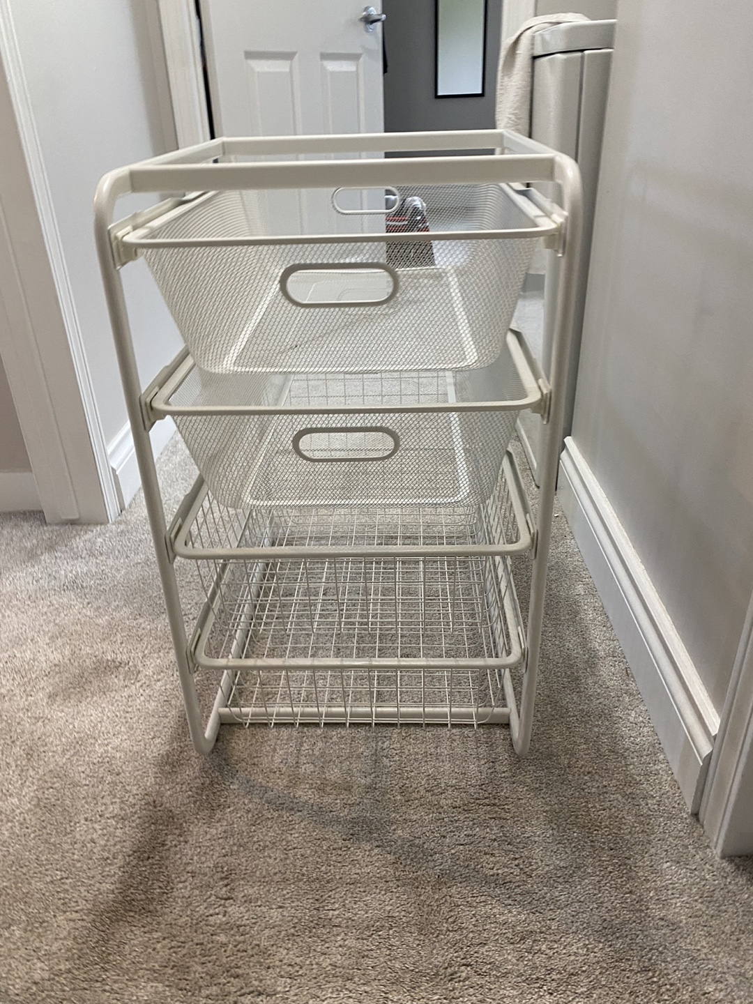 White 4 tier organizing baskets