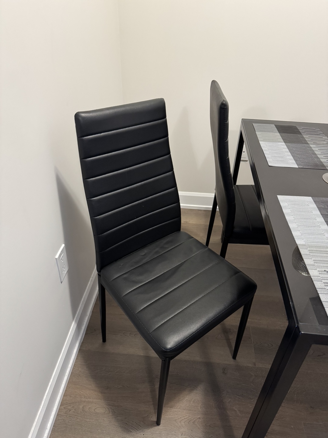 Glass-top Dining Table Set with Four Black PU Leather Chairs - photo 3