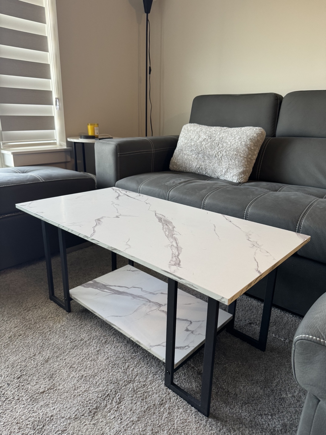Modern Two-Tier Coffee Table with Faux Marble Top - photo 2
