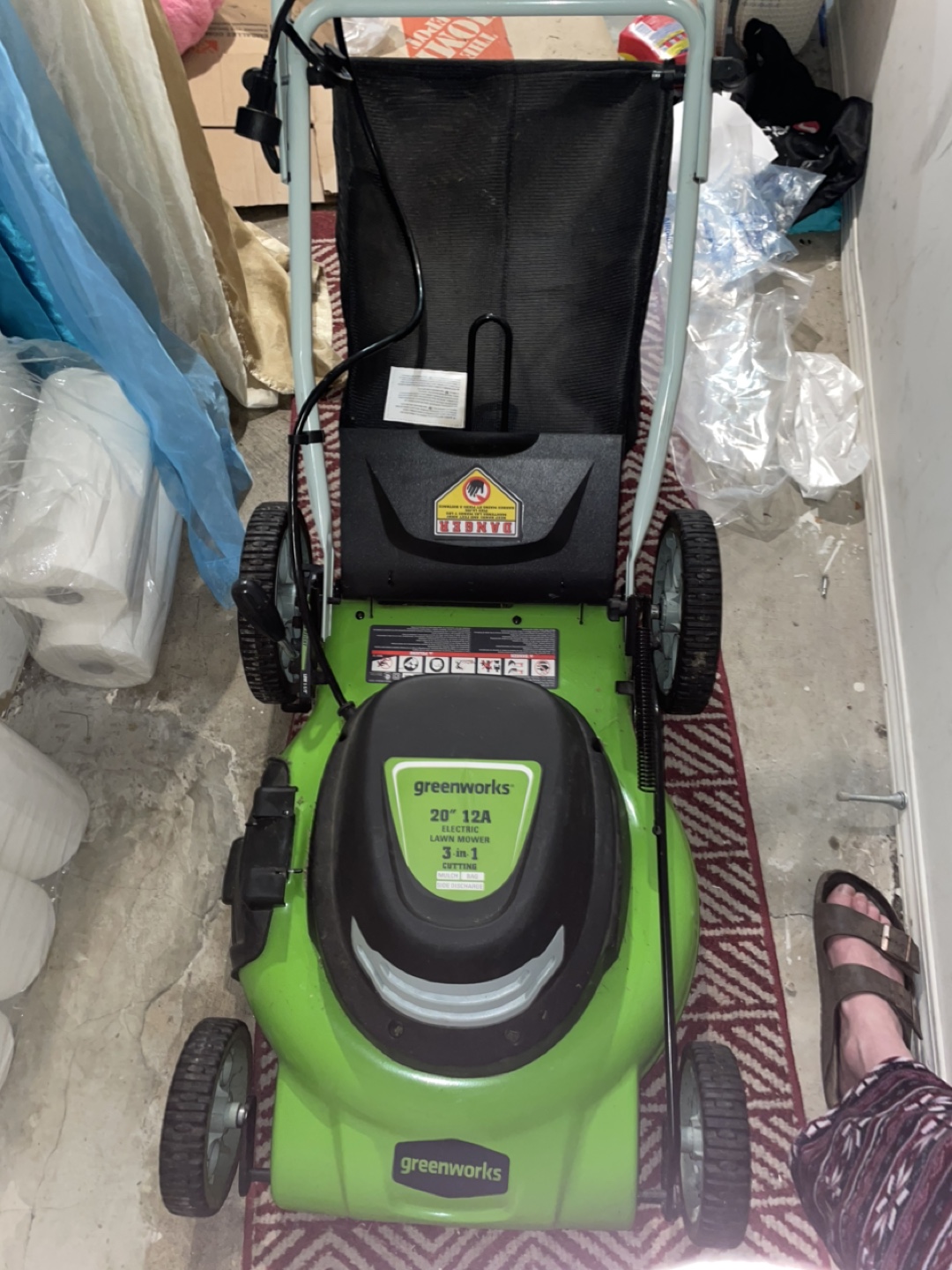 Greenworks lawnmower 20" 12A 3-in-1 Electric Lawn Mower