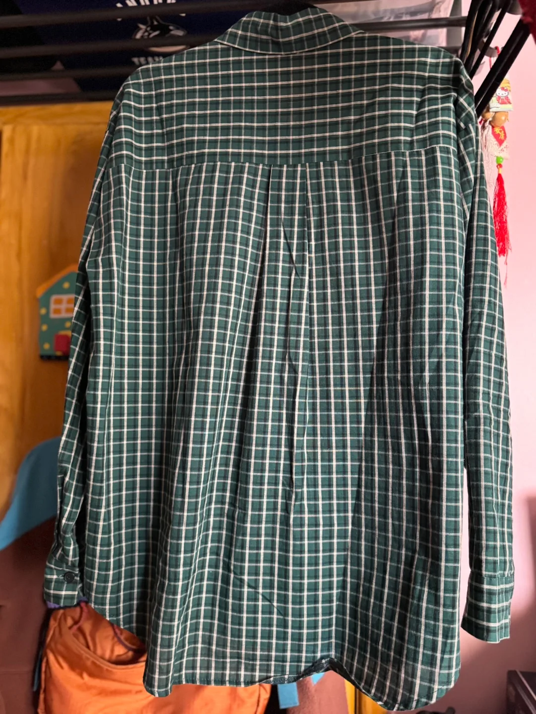Green Checkered Oversized Button-Up Shirt image indicator(2)