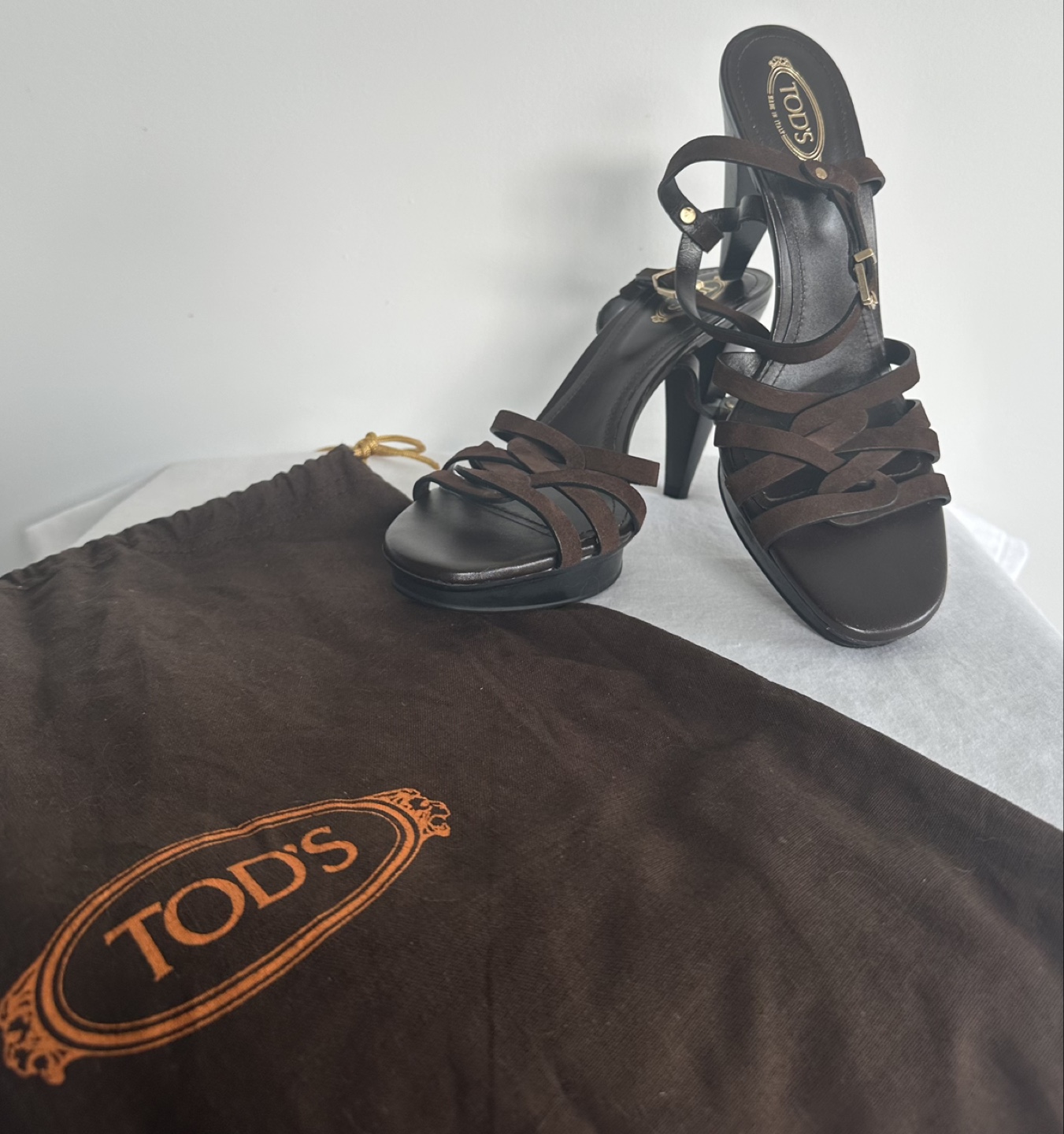 TOD'S Suede Heeled Sandals - Sz 8.5