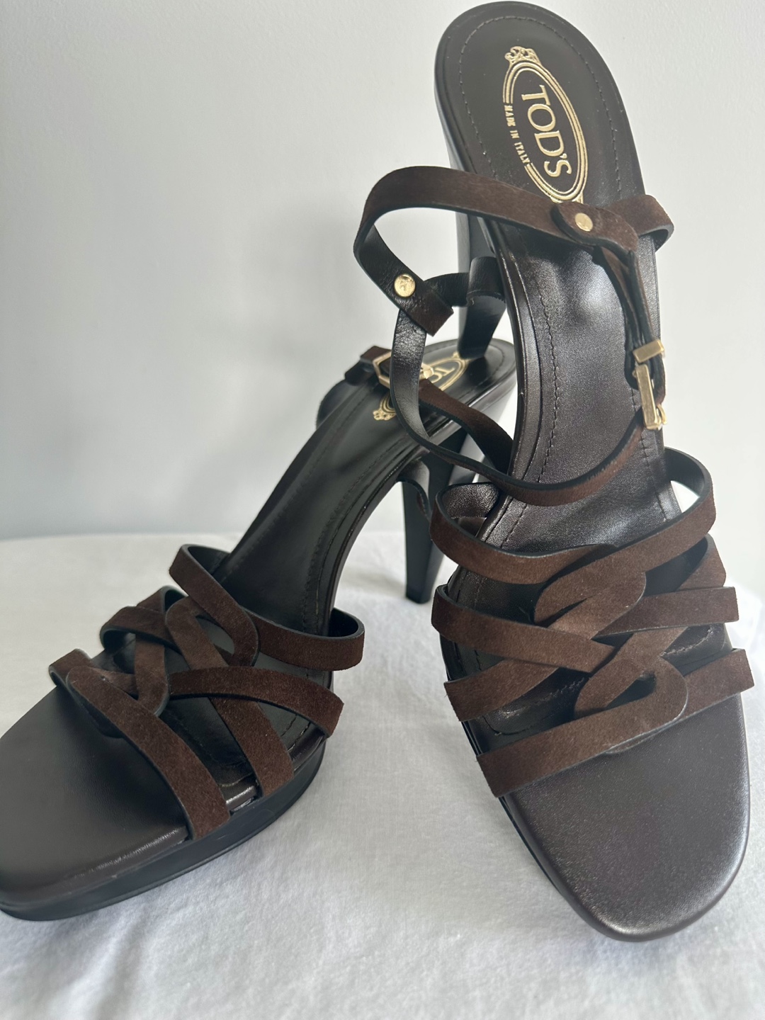 TOD'S Suede Heeled Sandals - Sz 8.5 - photo 2