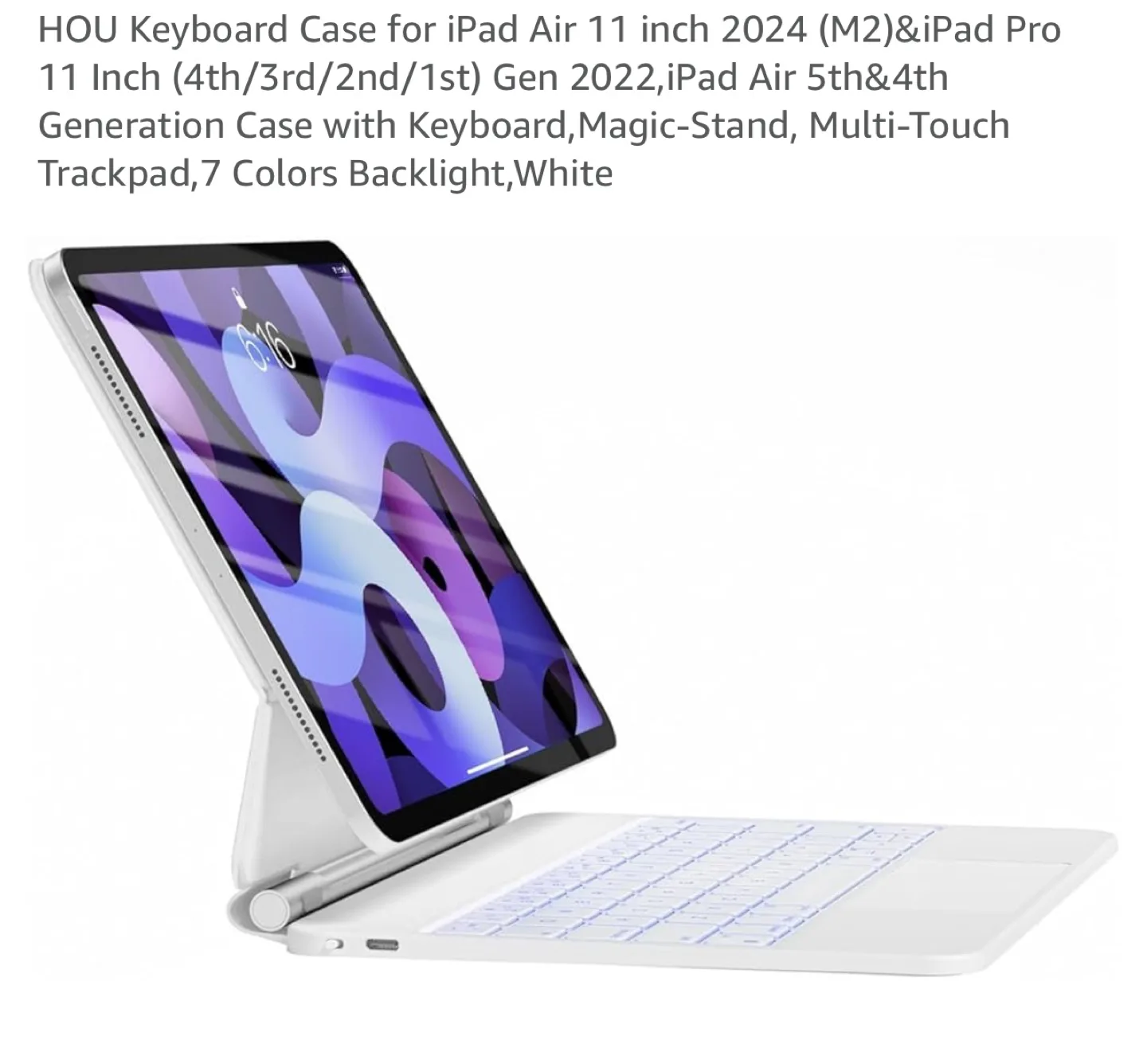 HOU iPad Keyboard Case - White -for iPad Air 11”, iPad Pro 11” thumbnail