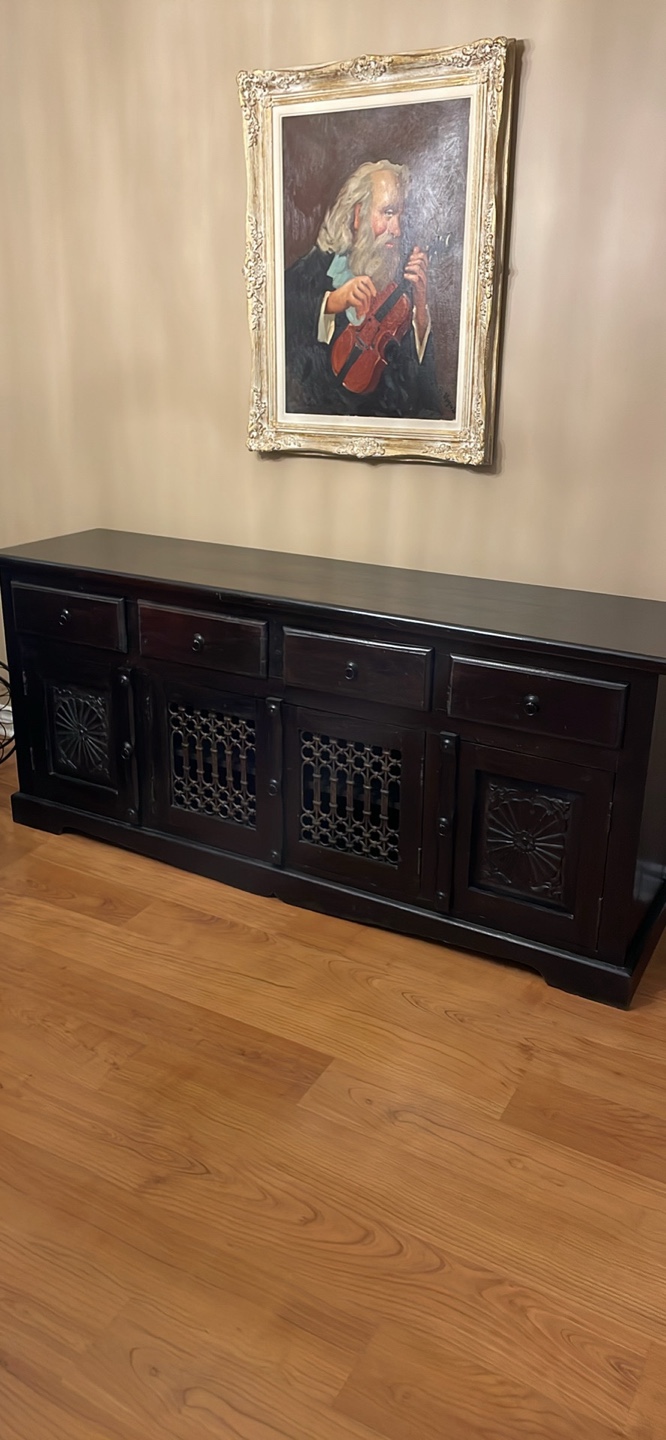 Brown all Wood Buffet Server Cabinet