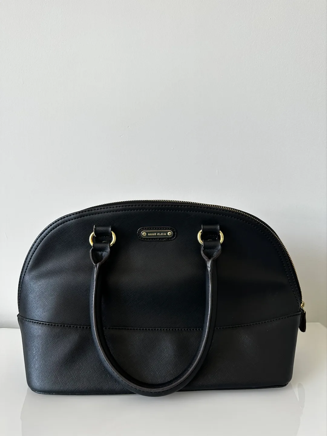 Anne Klein Black Dome Satchel Handbag thumbnail