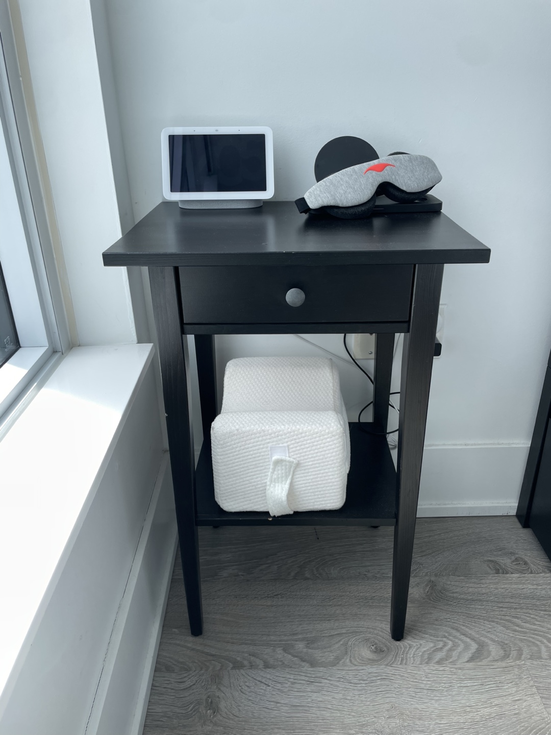 2 Black Nightstand with Drawer and Shelf - selling 2 units