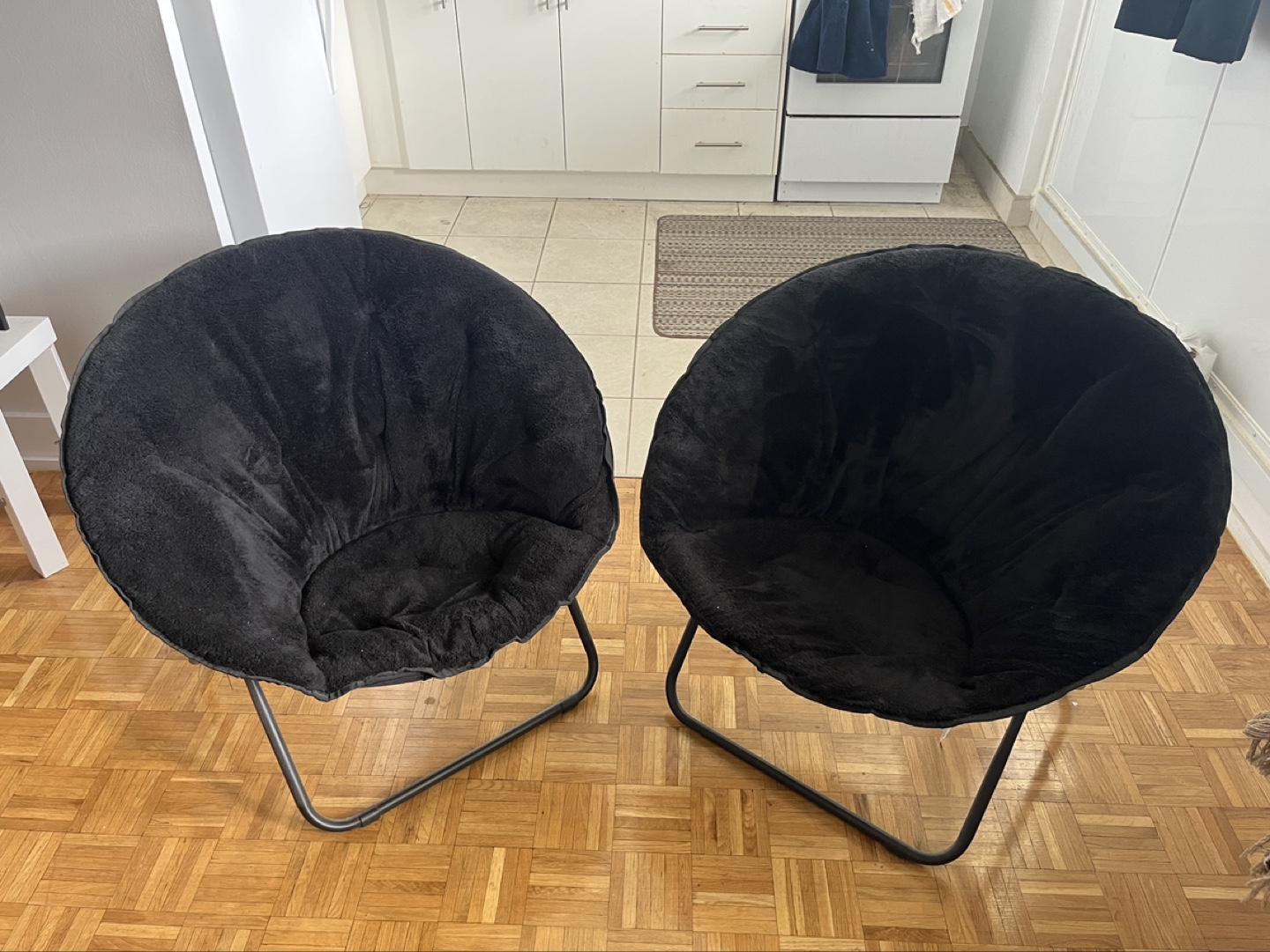 Pair of Black Round Folding Chairs - photo 2