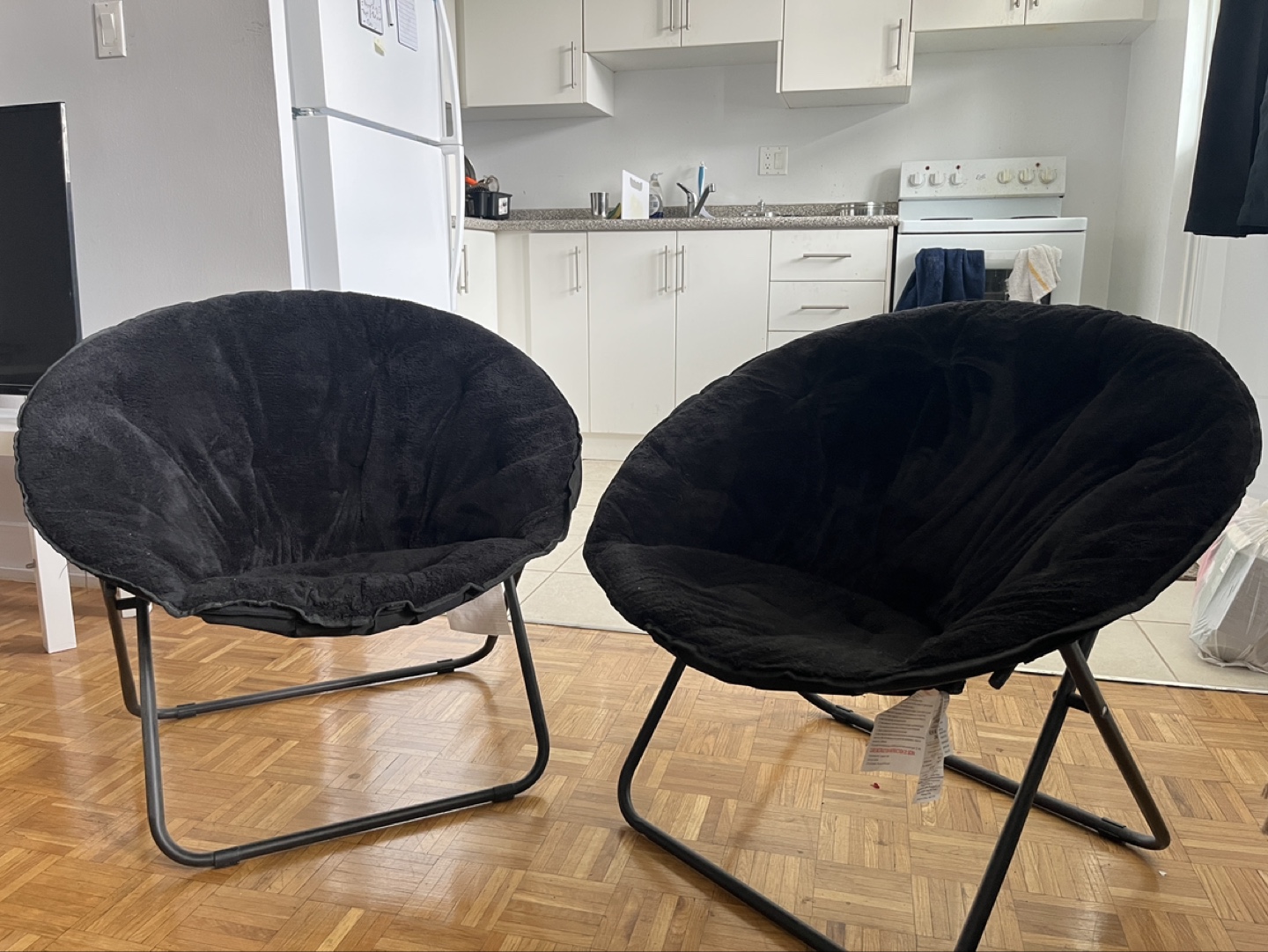 Pair of Black Round Folding Chairs