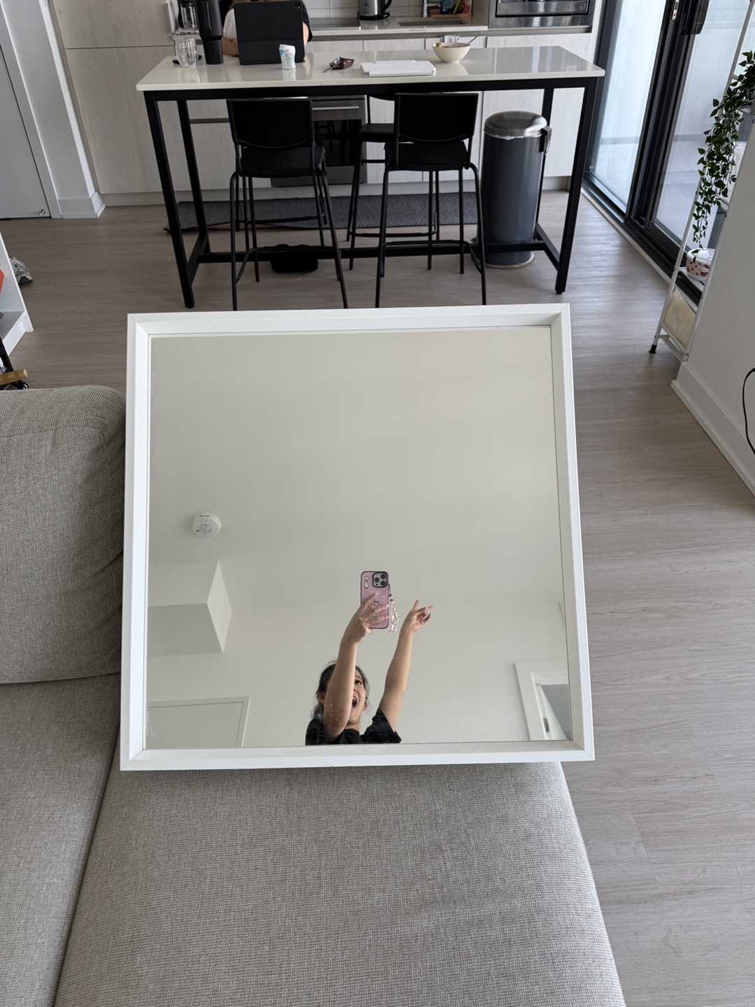 Large Square Wall Mirror with White Frame - photo 2
