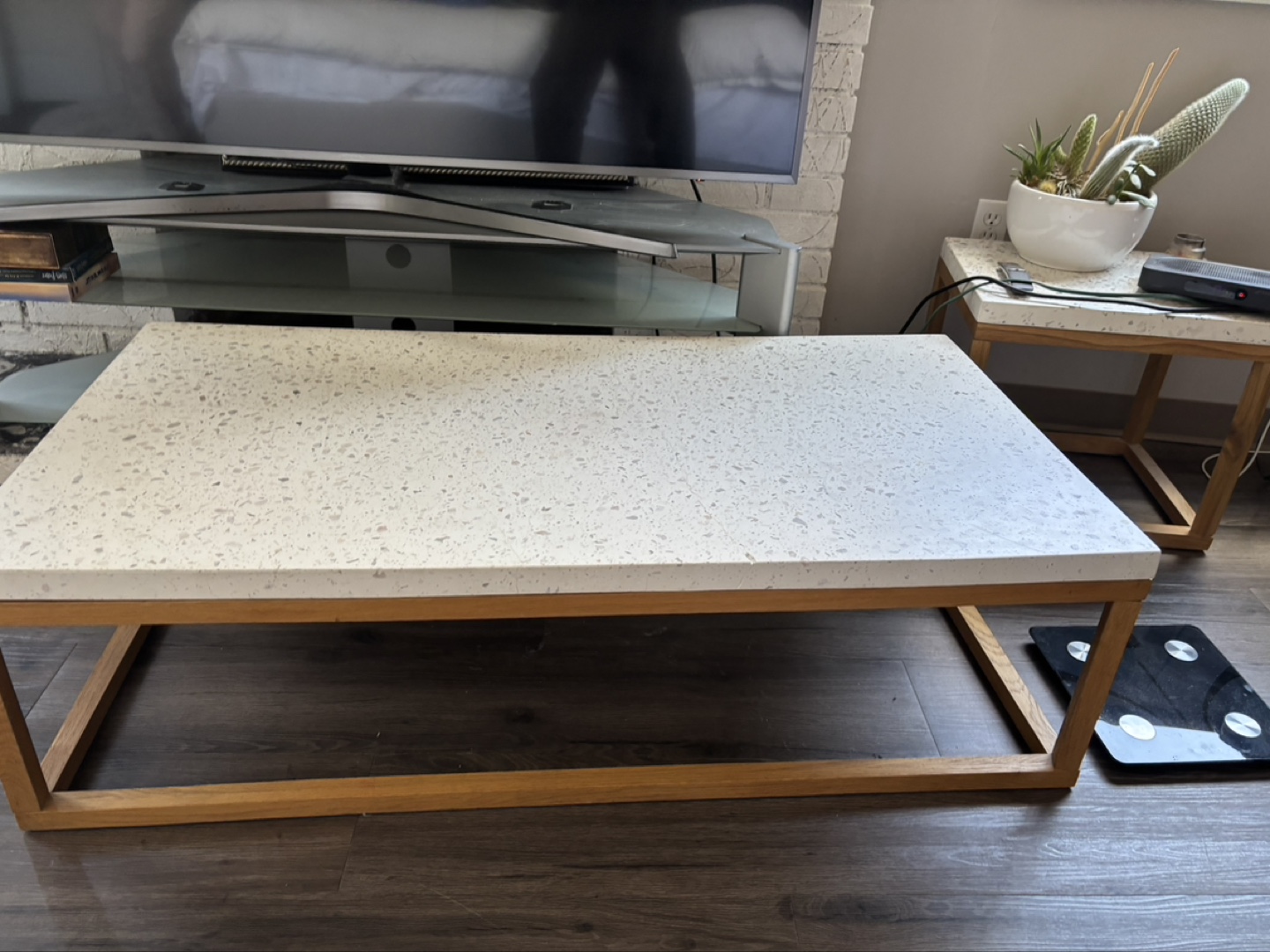 Modern Concrete Coffee Table with Wooden Frame