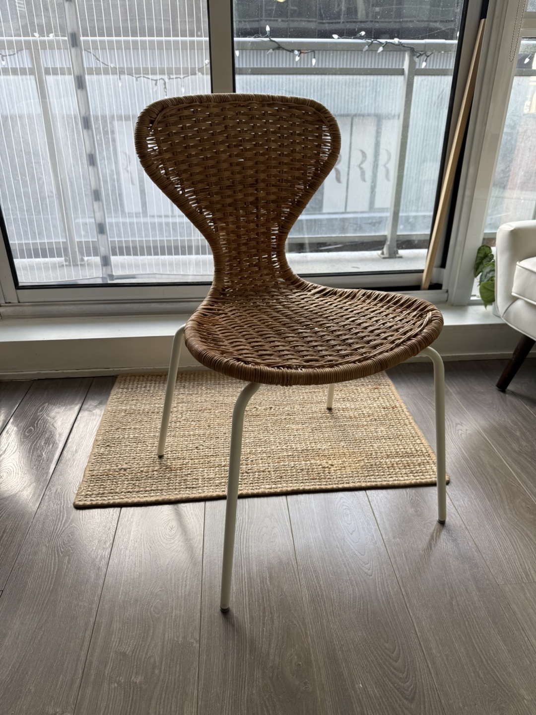 Rattan Chair with White Legs