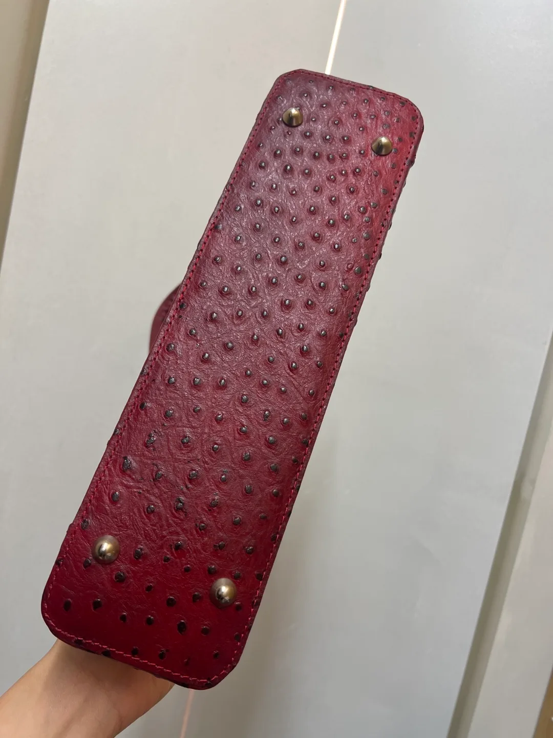 Red Ostrich Leather Embossed Handbag image indicator(2)