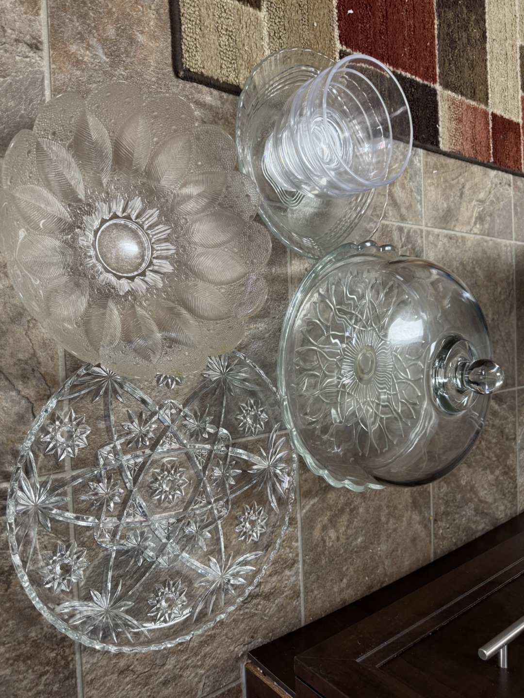 Vintage Glass Serving Dishes & Cake Dome